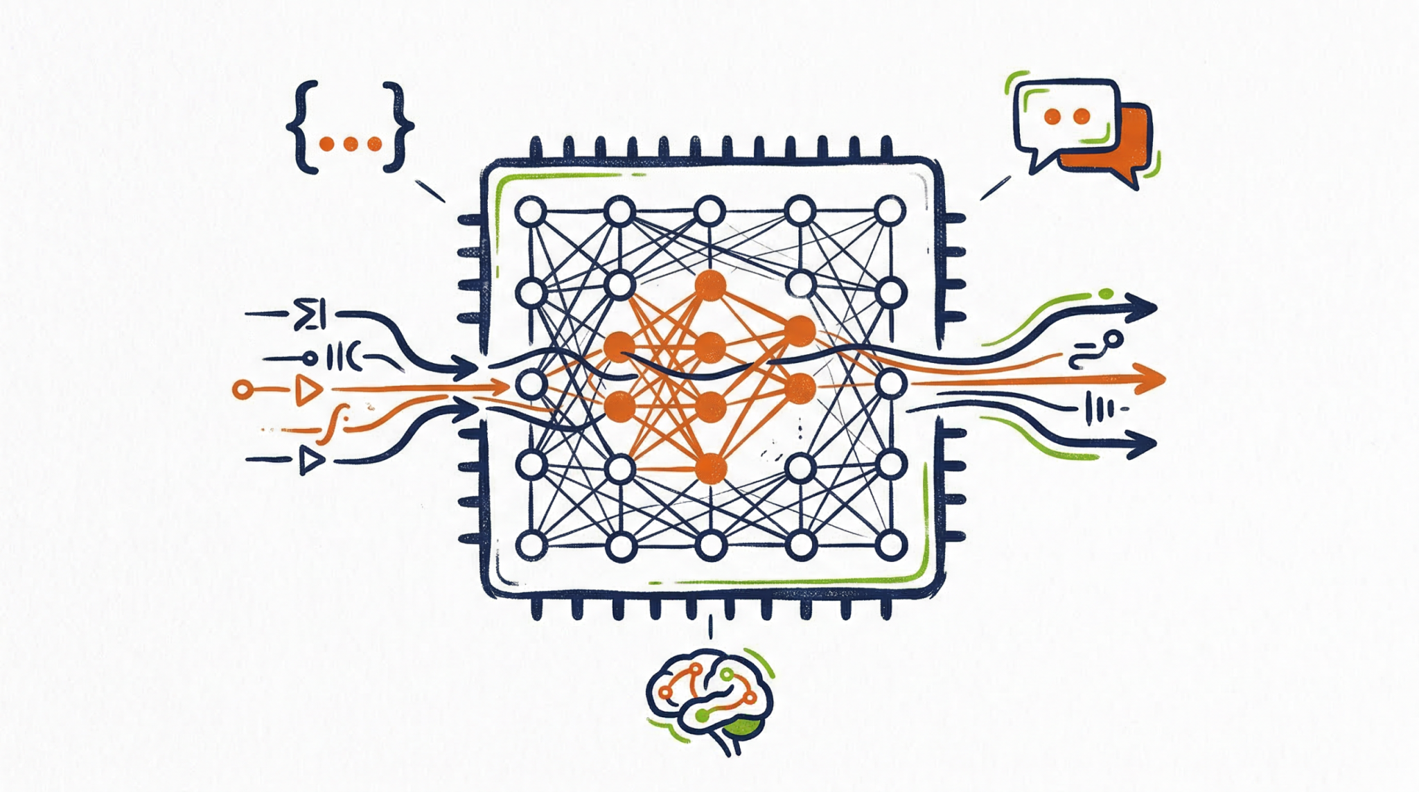 NVIDIA Nemotron 3 Super review 2026 - hand-drawn illustration of a neural network chip with data streams and NVIDIA green accents