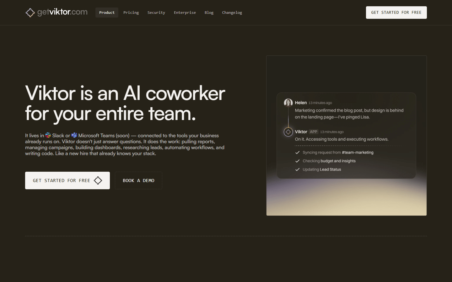 Viktor AI product interface demonstrating proactive automation