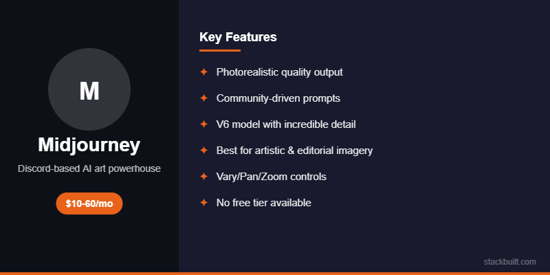Midjourney AI image generator features and pricing overview